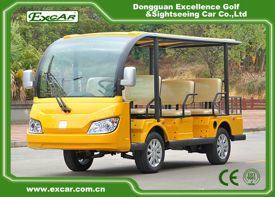 Yellow 72V 7.5KM 8 Seater Electric Sightseeing Car With Storage Basket